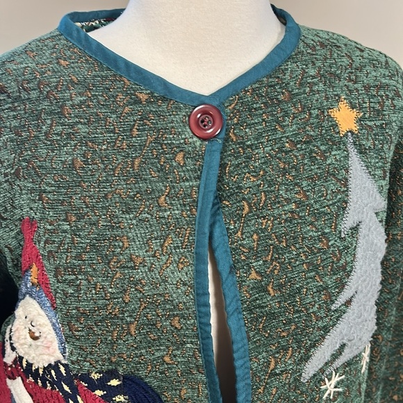 Unique Vintage Snowman Appliqué Tapestry Ugly Christmas Jacket size Large/XL - Picture 4 of 16